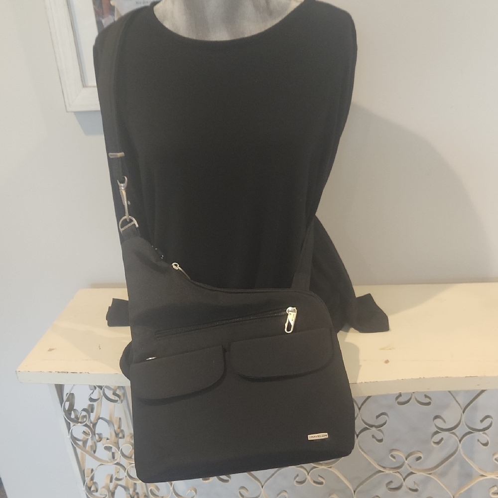 Travelon Black Crossbody Bag with Metallic Accents
